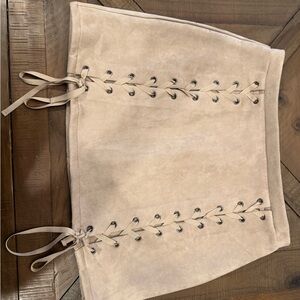 Honey Punch Beige Mini Skirt